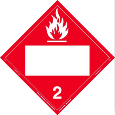 Flammable Gas Placard, Blank, Permanent Vinyl, Pack of 25